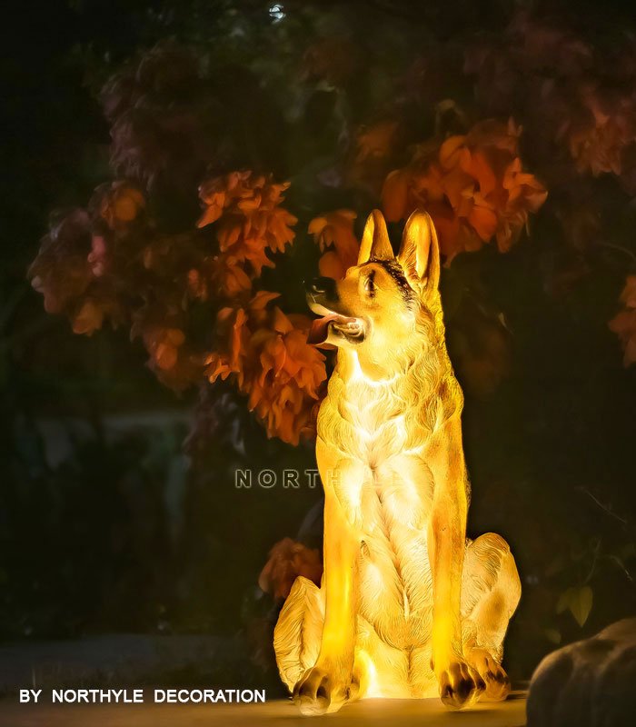 dog statue garden