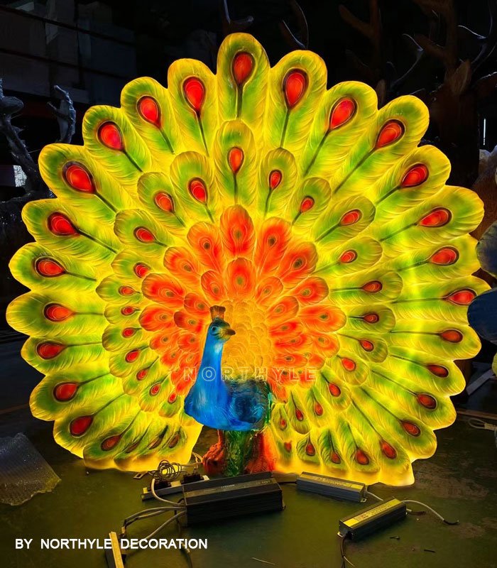 peacock statue garden lighting