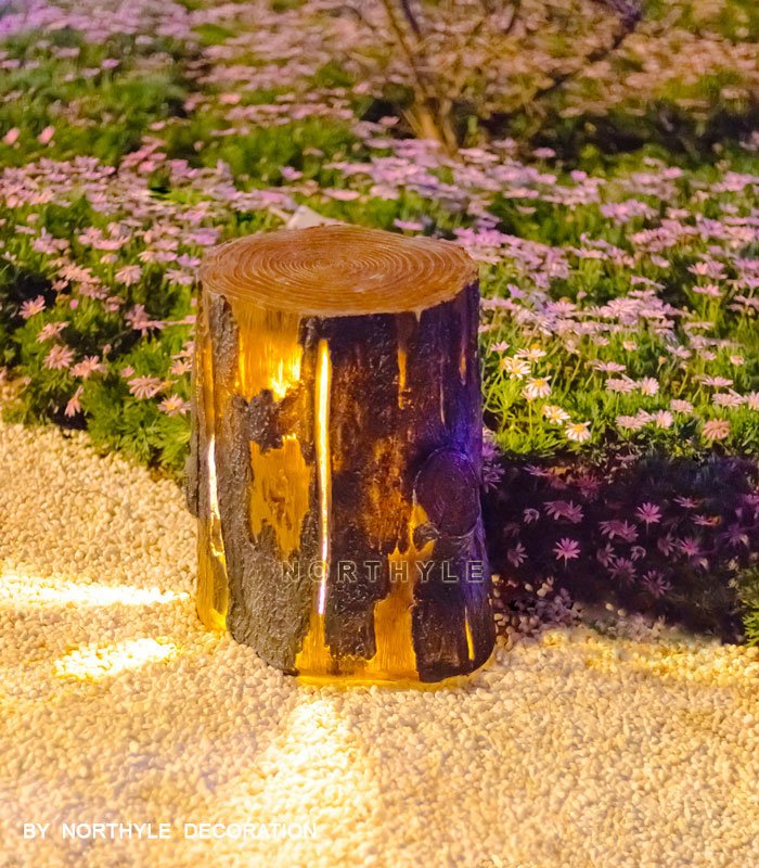 tree stump lamp decoration