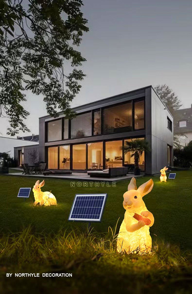 solar garden rabbit sculpture lights