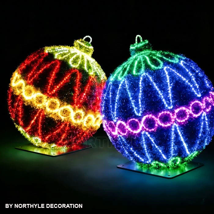 Giant Lighted Outdoor Christmas Ball Display