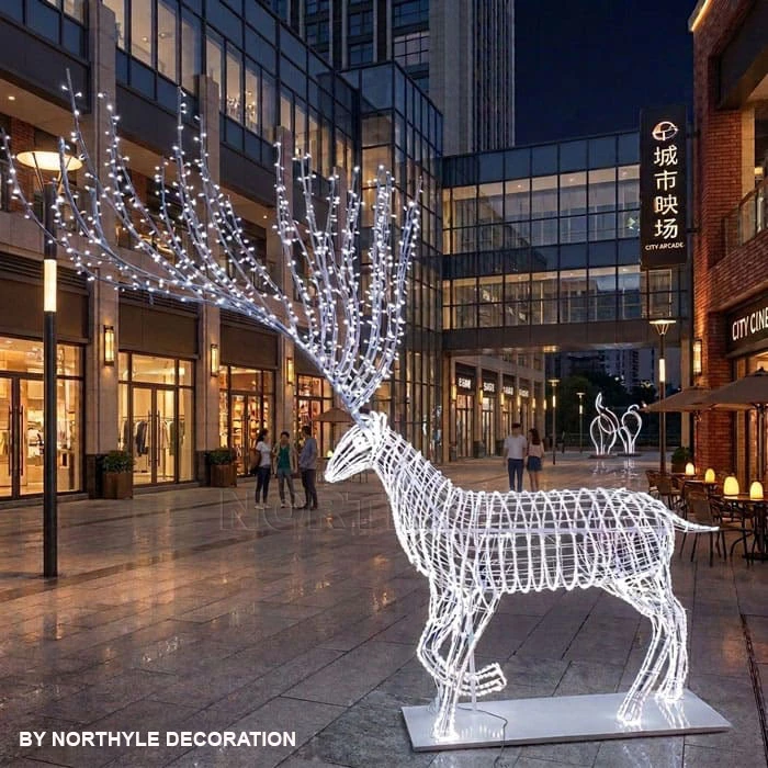 White Light Up Christmas Reindeer Lights outdoor christmas decoration