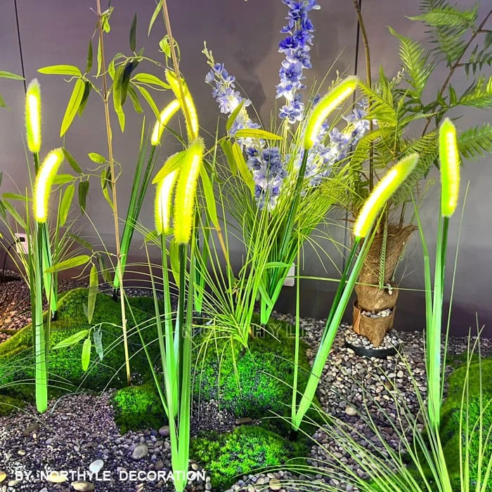 dogtail grass garden stake light outdoor decorative lighting