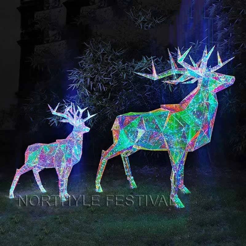 Fantasy color LED reindeer lights featuring Ideal for theme parks, garden light festivals, commercial outdoor Christmas displays