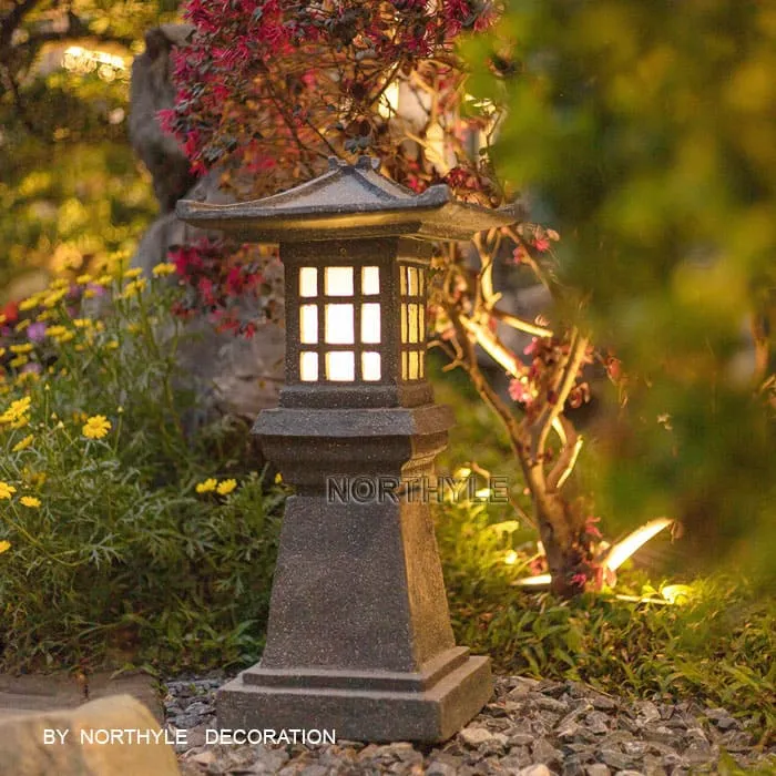 japanese garden pagoda lantern — square
