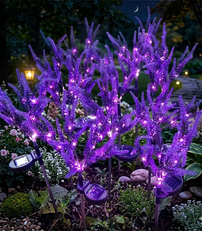 Solar lavender flower stake lights garden decoration