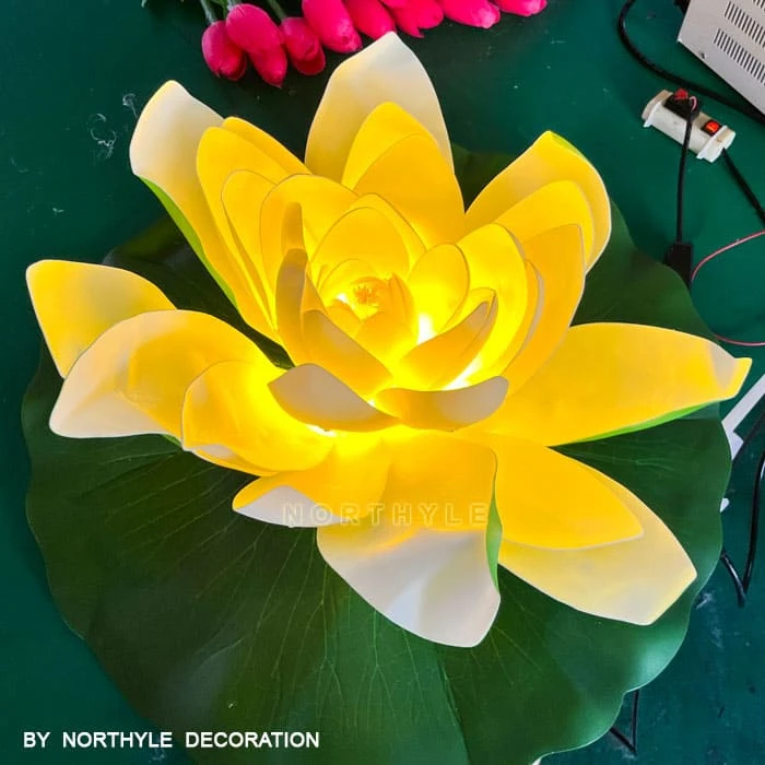White EVA LED lotus flower light 60cm outdoor landscape decoration waterproof