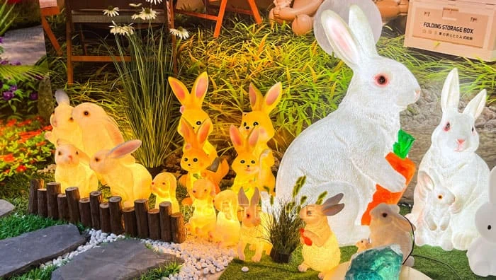 Garden rabbit statue light outdoor for parks