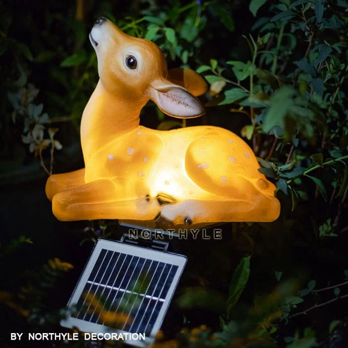 solar reindeer lighting sculpture