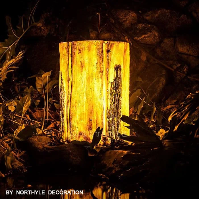 tree stump lighting garden