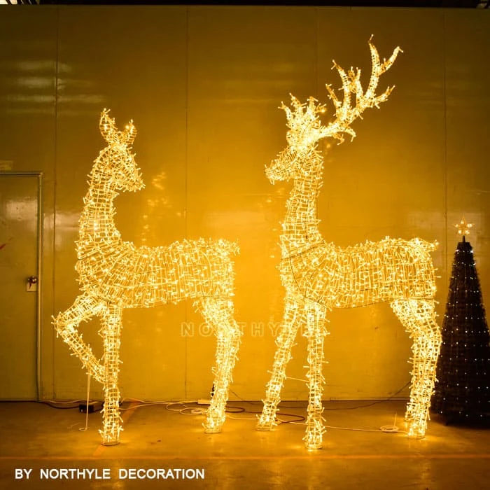 Outdoor Light Up Christmas Reindeer Couple garden Christmas