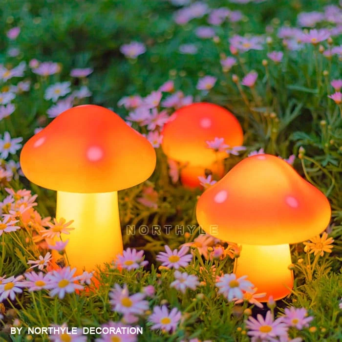 Garden Mile Lot De 4 Statues Champignons Rouges - Décoration Jardin Féérique, Extérieur, Patio Et Parterres De Fleurs