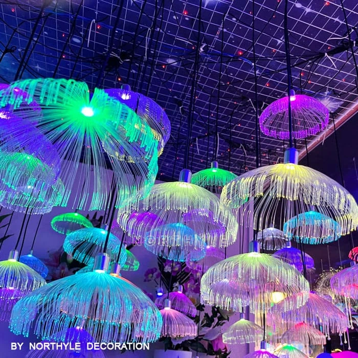 small commercial fiber optic jellyfish hanging light Φ20cm for indoor venue display