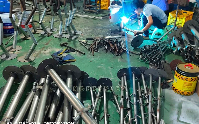 welded metal frame for commercial outdoor light up tree structure