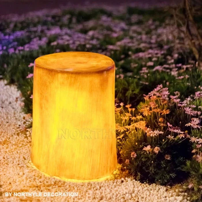 tree stump light — full glow at nights
